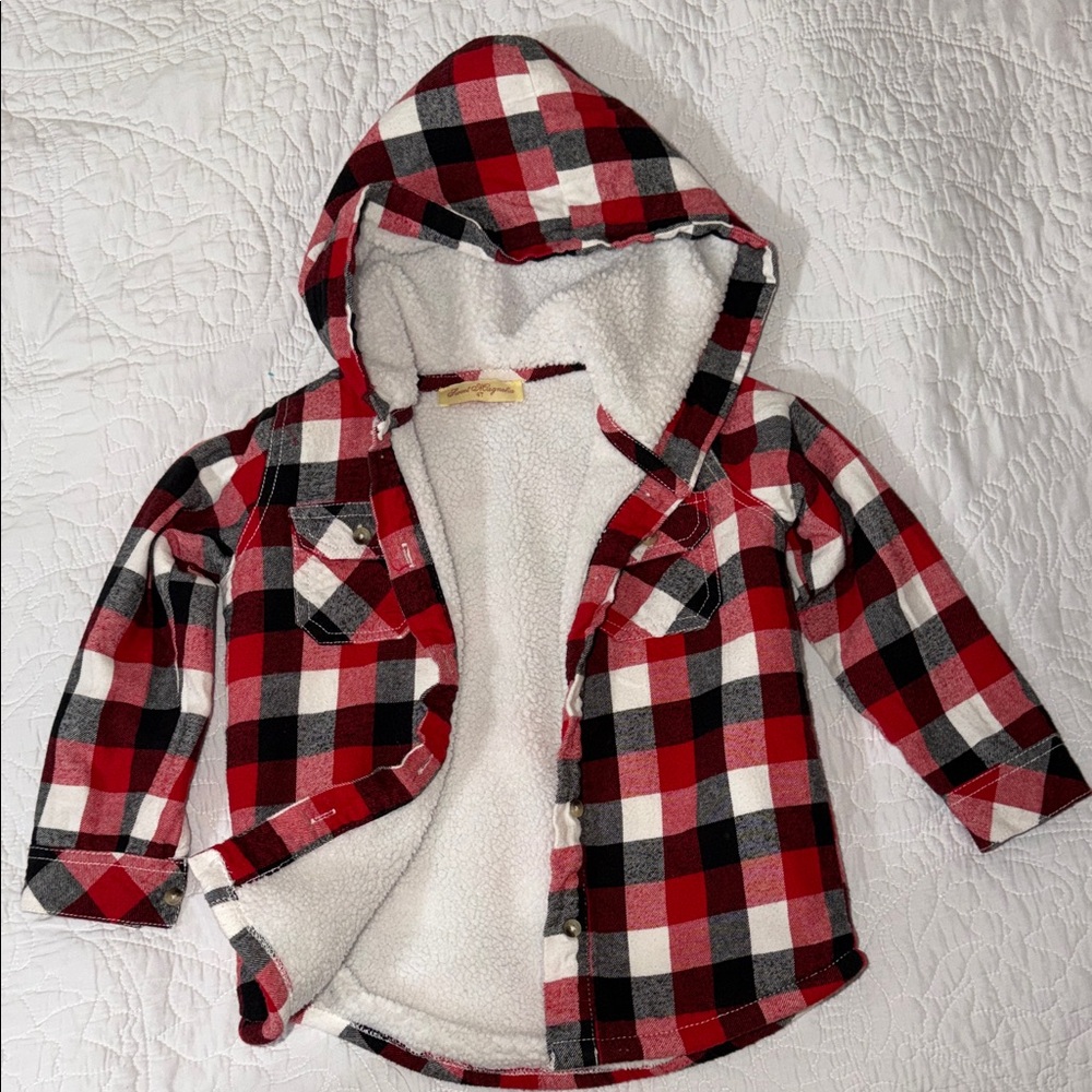 Magnolia Red and Black Plaid Kids Hoodie